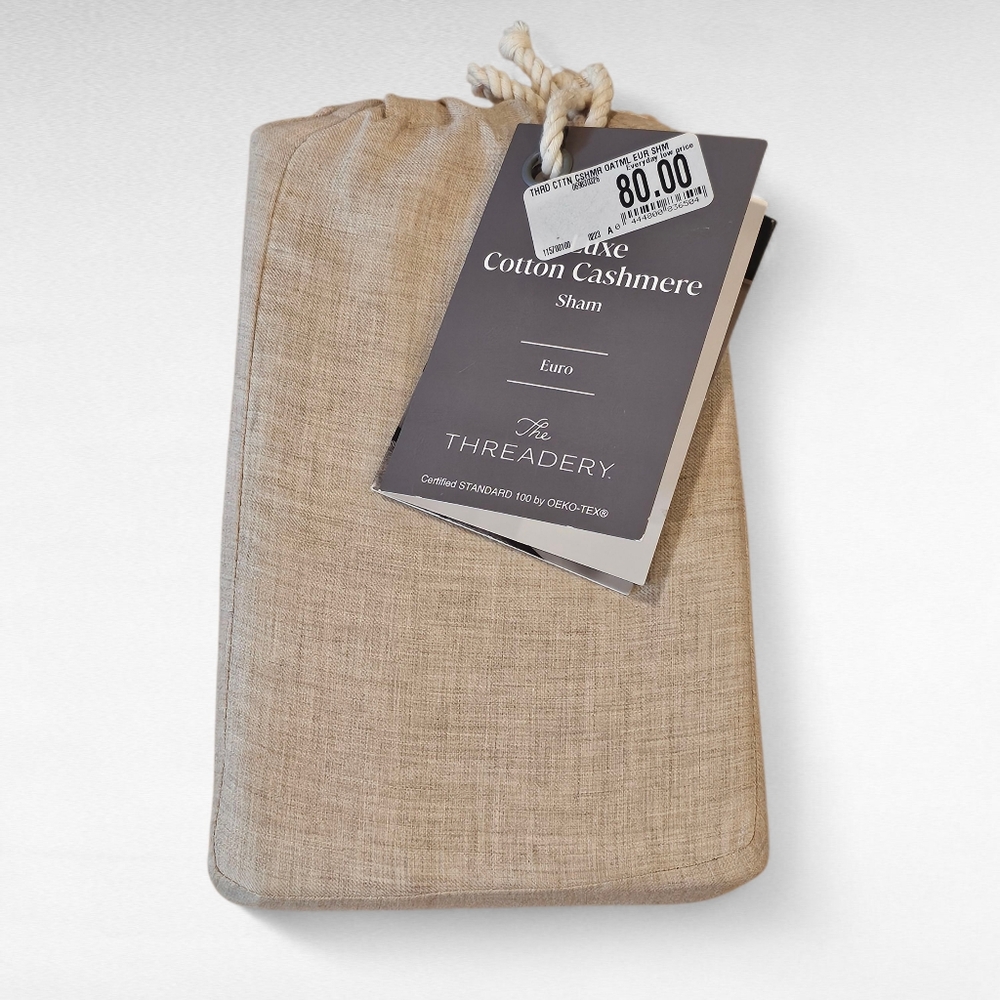 The Threadery Luxe Cotton Cashmere Euro Sham Oatmeal 26" x 26"